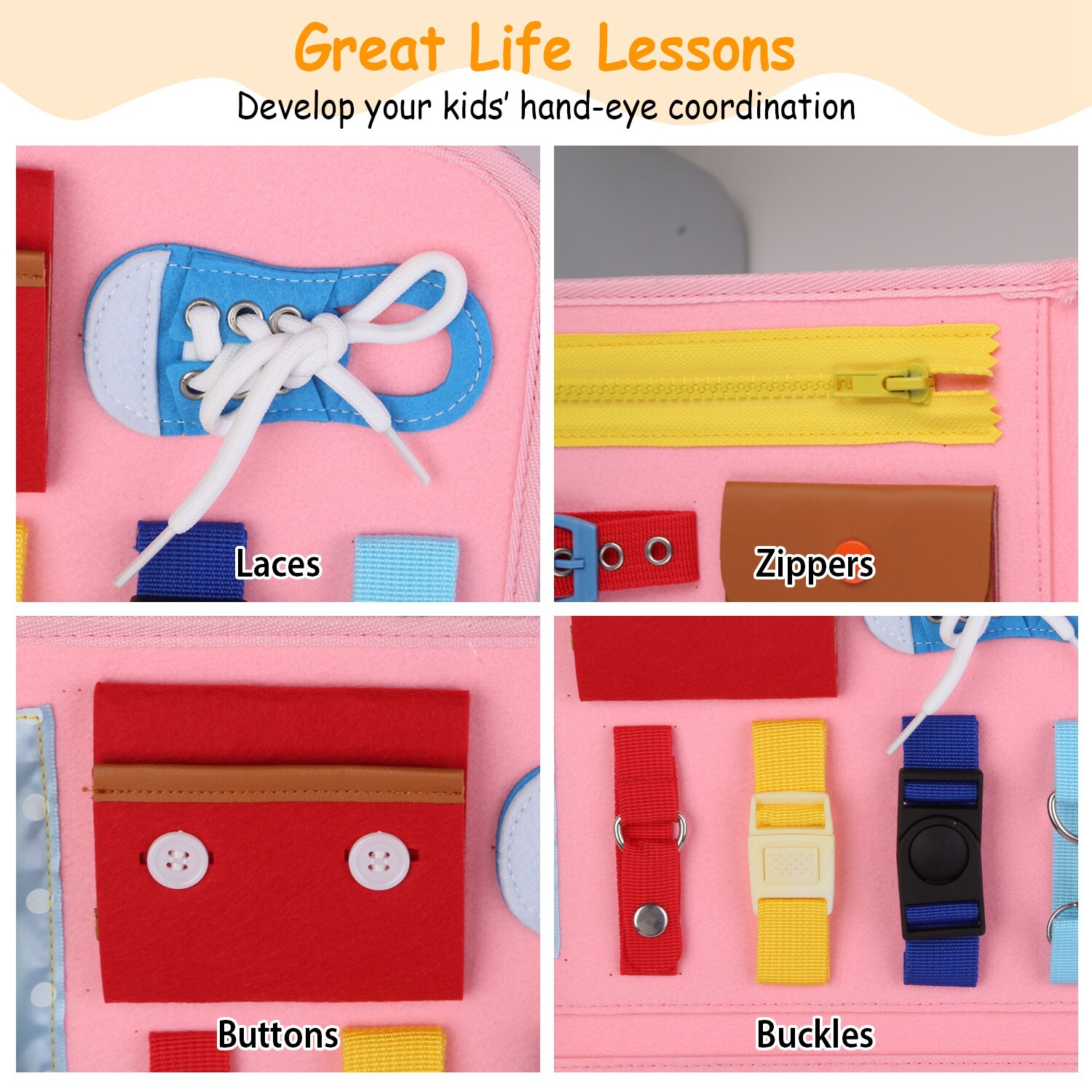 Kids Busy Board Learning Basic Montessori Educational Toys Toddlers Sensory Gift