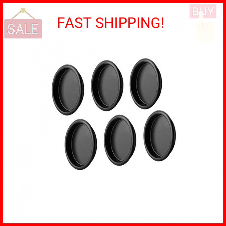 6 Pack Black 2-1/8 Inch Round Sliding Closet Door Finger Pulls