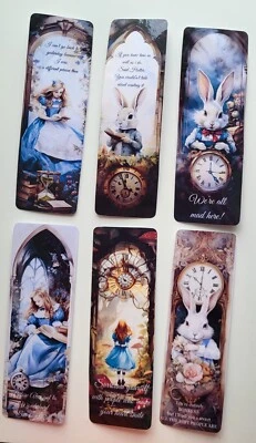 GLITZ AND GLAM BY TAM Alice in Wonderland Bookmark Set of 6 – Whimsical Bookish Gifts – Literary Quote