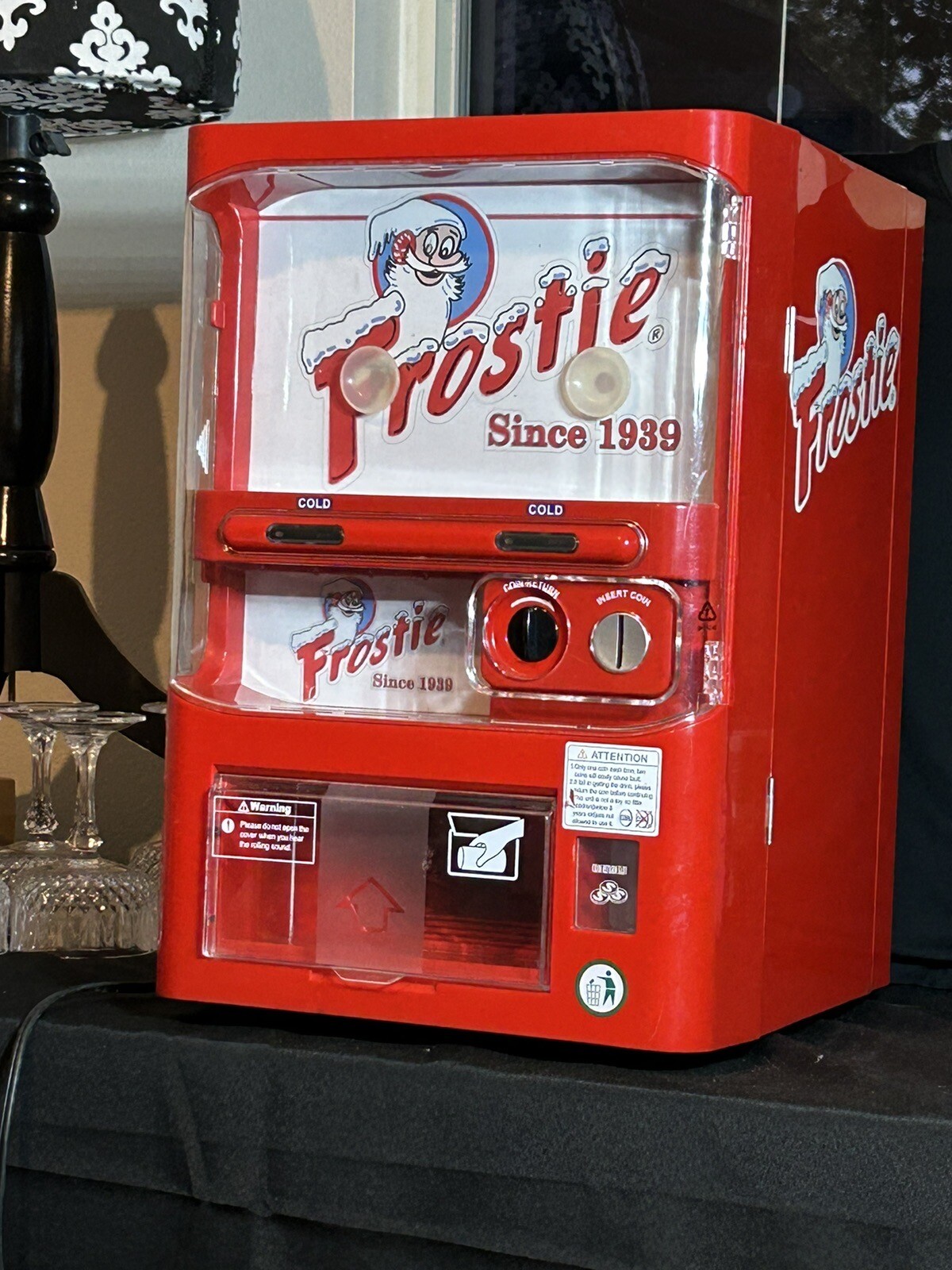 Red Frostie Table Top Soda Can Vending Machine Display RARE lighted eBay