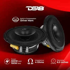 Pair DS18 PRO-HY6.4MSL 6.5" Shallow Car Mid Range Loudspeakers Drivers Speakers