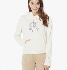 Champion Women's Natural Campus French Terry Graphic-Print Hoodie Size M