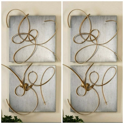 SET OF FOUR HARMONY METAL ABSTRACT ART WALL DECOR PANELS XXL 24" UTTERMOST 07071 - Picture 1 of 3