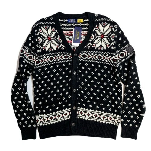 Polo Ralph Lauren Para hombres 2XL-Alto Algodón Cachemira Copo de Nieve Cárdigan Suéter $328 Foto 4 de 4