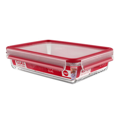Emsa 2er Set  CLIP&CLOSE GLAS Frischhaltedose Auflaufform Backform 2L 28x21 cm