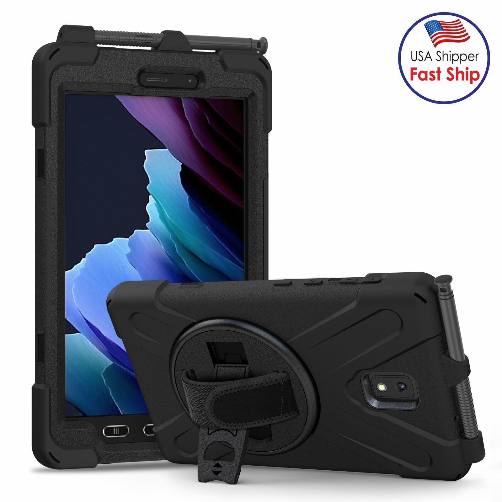 AMZER TUFFEN Case With Stand/ Shoulder Strap For Galaxy Tab Active3 8.0 T570/T57