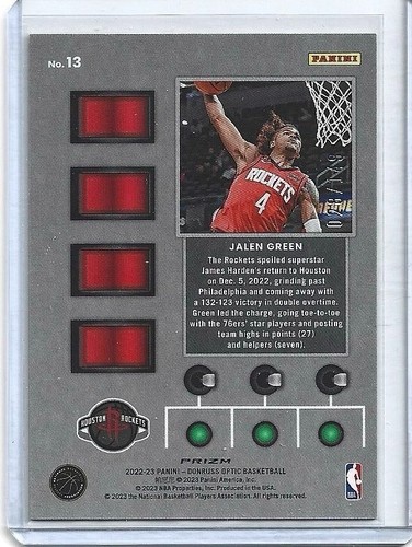 2022-23 DONRUSS OPTIC T MINUS 3 2 1 JALEN GREEN #13 - Picture 2 of 2
