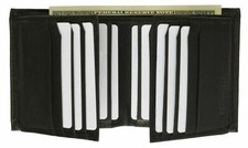 Genuine Leather Bifold/Trifold Multi Credit Card Slots 2 ID Windows Wallet Black