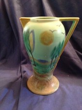 antique art deco flaxman ware jug vase unusual green wade heath