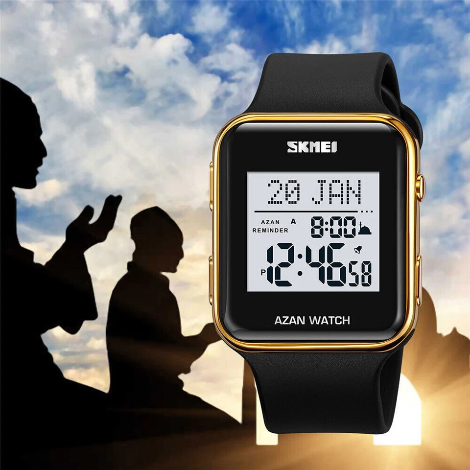 SKMEI Men Square Watch Qibla Time Reminder Wristwatch Muslim Azan Prayer Watch - Image 4 of 4