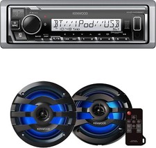 Kenwood KMR-M332BT Car  Marine Stereo  KFC-1673MRBL 6-1/2" Marine Speakers