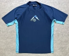 Kanu Shirt Mens L Large Blue Surfing Surf Rash Guard Short Sleeve Beach