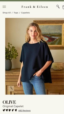 New Frank & Eileen Olive One Size Navy Capelet Sweatshirt