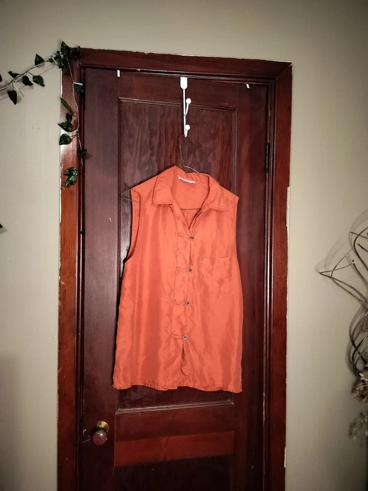 Блузка без рукавов Jonathan Martin винтажный шелк сожжен оранжевый Med Y2K - Изображение 3 из 4