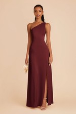 Birdy Grey Kira Matte Satin One Shoulder Gown Dress - Cabernet - Size XS - NWOT