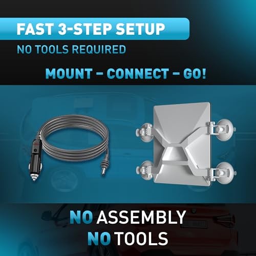 Starlink Mini Mount – Suction Cup Mount & Included 10ft Car Charger Cable white