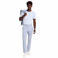 Alfani Mens Slim fit Dress Pants 32 / 34 Light Blue Plaid