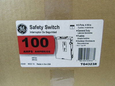 #ad NEW GE TG4323R 100 Amp 240v OUTDOOR Fusible 3Ph 3R Safety Switch Disconnect $119.99