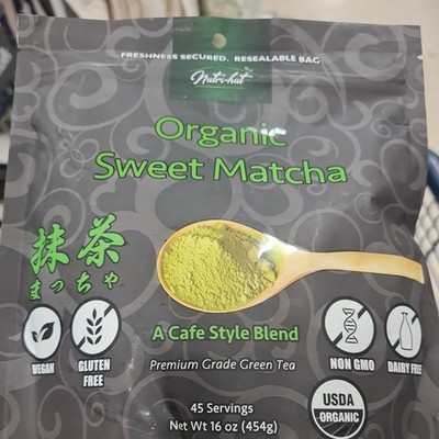 Nutri-Hut Organic Sweet Matcha Green Tea Powder 16oz/454g Latte Grade