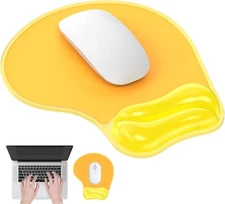 Mouse Pad with Gel Wrist Rest, Ergonomic Comfortable 9.84*8.66, Yellow 