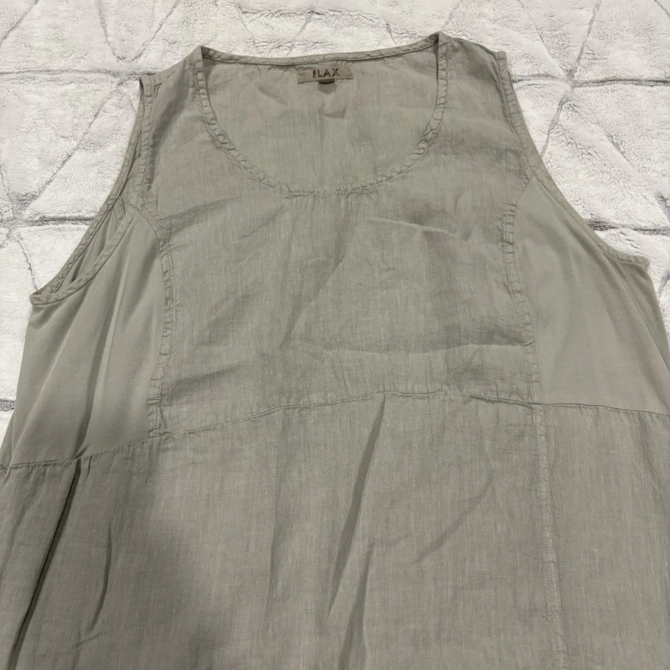 Maxi Vestido Lino Sin Mangas Lagenlook Capa Terroso Arte para Usar Grande Largo Foto 2 de 4