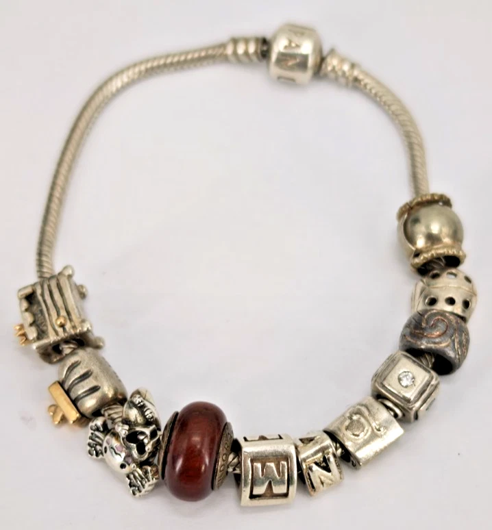 schönes Armband mit Charms org. Pandora 925 Sterling Silber Schmuck