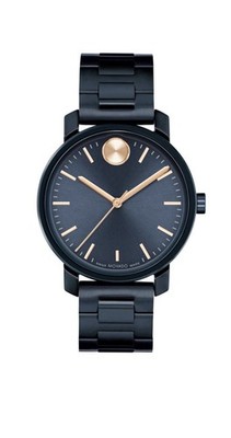 Brand New Movado Trend Women s Navy Blue Stainless Steel 34mm Watch 3601169