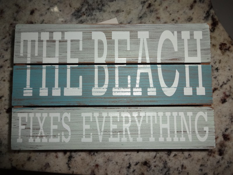 Rustic 'The Beach Fixes Everything' Aqua Home Decor Sign 8x5"  Hang or Table