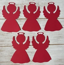 Red Paper Angels Cut outs Die cuts Holiday Christmas Crafts Set of 30
