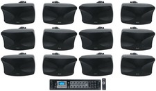 12 Rockville WET-44 PRO Dual 4" 4-Way Swivel 70V Black Commercial Speakers Amp
