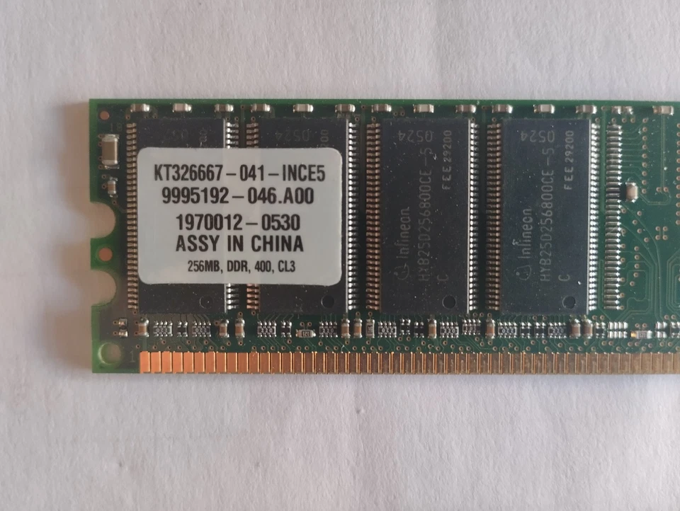 RAM INFINEON 256MB IN 2 MODULI, TOTALE 312MB DDR 400MHz CL3 , INTEL, AMD - Immagine 2 di 3