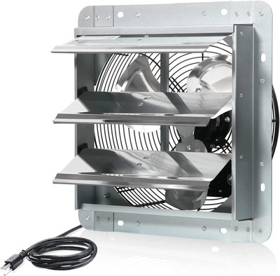 12 Inch Shutter Exhaust Fan Wall Mounted,Aluminum with 1.65 Meters Power Cord Ki