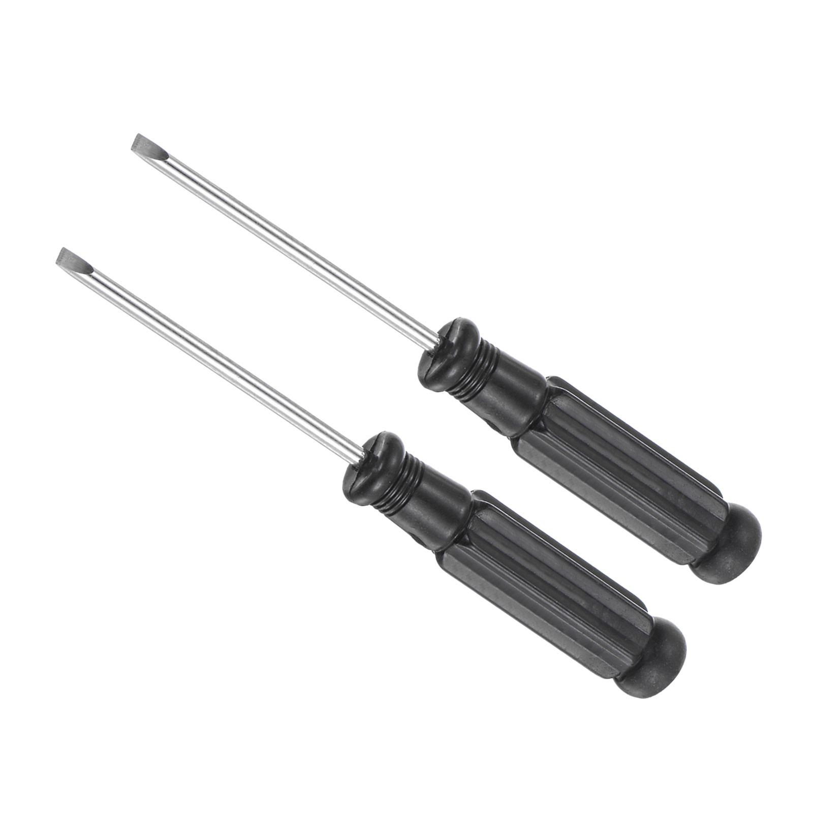 2pcs 2.5x93mm Black Handle Slotted Screwdriver Set