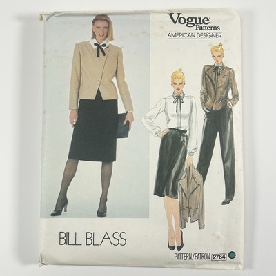 Vogue Schnittmuster 2764 Jacke Bluse Rock & Hose Bill Blass U/C FF Größe 12