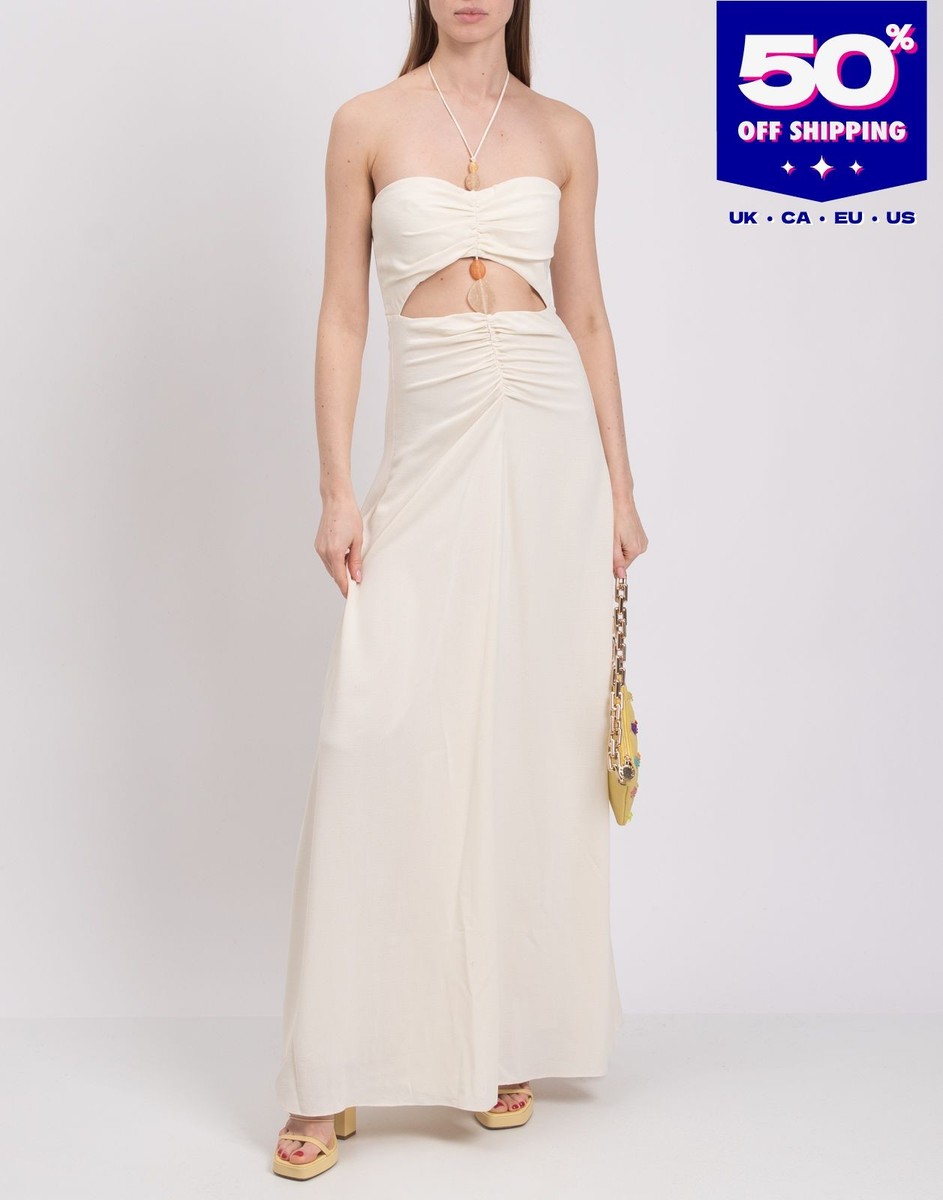 RRP745 JONATHAN SIMKHAI Maxi Dress US2 UK6 IT38 XS Cut Out Ruched
