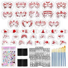 58 PCS Halloween Face Paint Stencils for Kids and Adults, 36 Reusable Facial ...