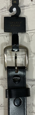 Mens Size 36 Black Belt Thick Top Grain Leather Composition Five Adjustment Hole
