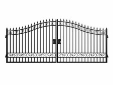 20x8 FT Steel Dual Swing Driveway Gate Basic Style Powder Coated Rust Resistant
