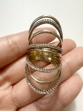 925 Sterling Silver Gold Plated Vermeil C Z Statement Ring Size 7