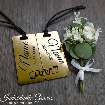 2 Schlüsselanhänger Gravur PartneranhängerHochzeit Valentinstag  Geschenk Love