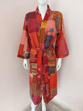 Indian Patchwork Kantha Jacket, Soft Silk Kantha Jacket, Cotton Bath Robe Kimono