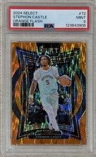 Panini Select 2024-25 Orange Flash Prizm Stephon Castle #72 Rookie PSA 9 Spurs
