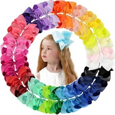 30PCS Big 6 Inch Hair Bows for Girls Grosgrain Ribbon Toddler Hair Accessorie...