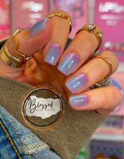 Red Aspen Press On Nails-Aliyah's Alexandrite Short Squoval Acrylic Blue Purple
