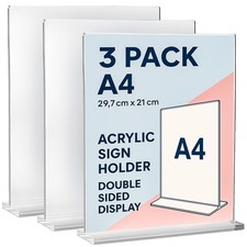 A4/A5 Acrylic Sign Holder,  Clear T-Shape Double-Sided Perspex Display Stand