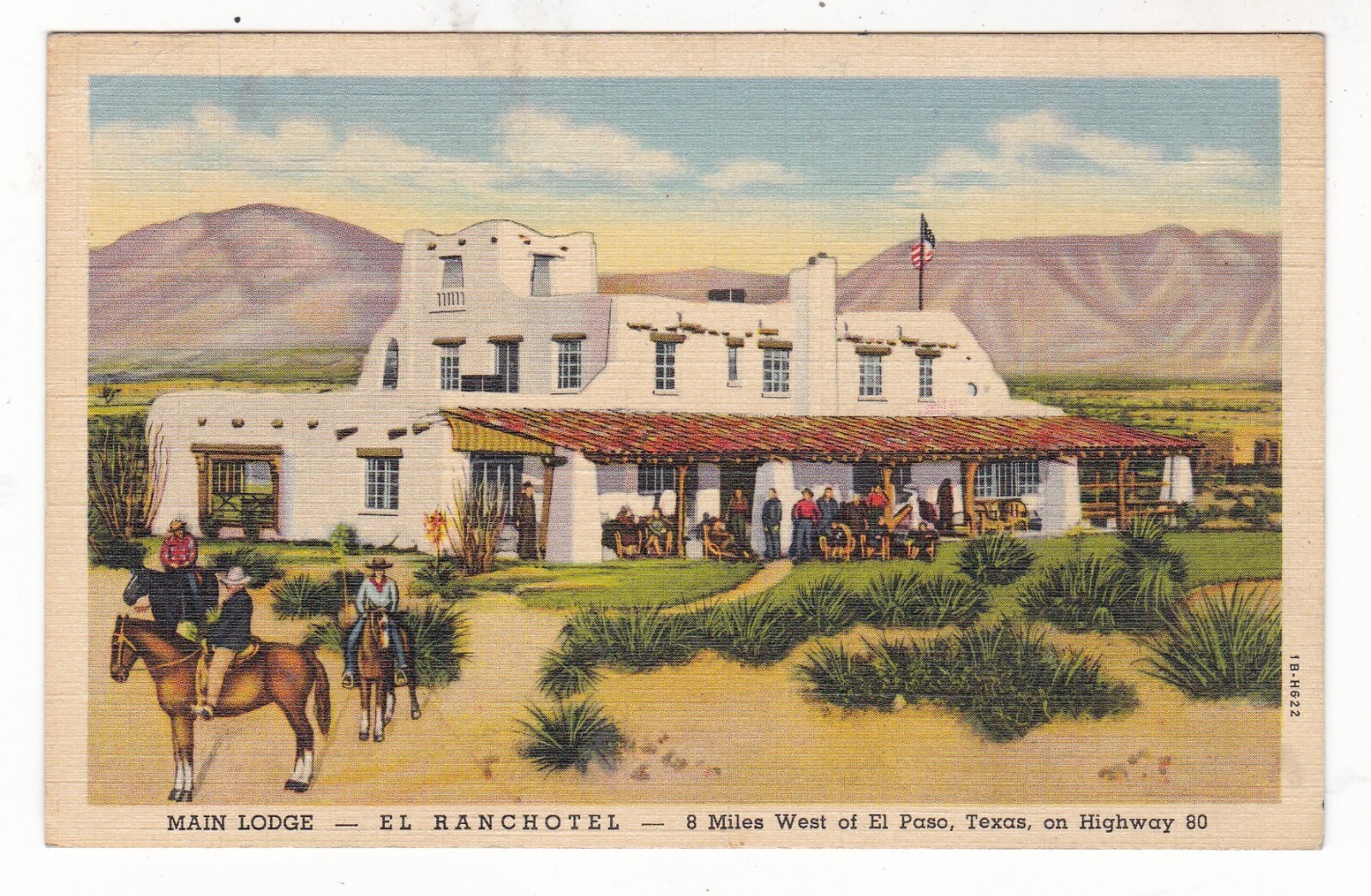 1941 EL PASO TEXAS EL RANCHOTEL LODGE HIGHWAY 80 VINTAGE POSTCARD TX SAGINAW MI