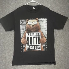 ALSTYLE Apparel Activewear Shirt Large Black Straight Outta Cali Bear Mens