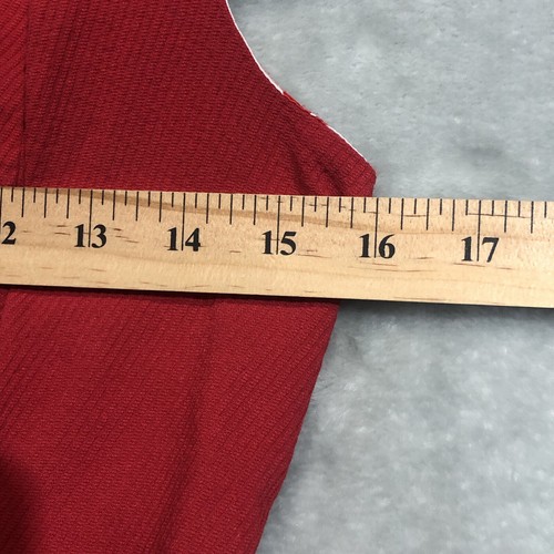 Review Pink Label Waistcoat Size 10 Red Vest Corduroy V-Neck Textured Lapel EUC - Picture 10 of 14