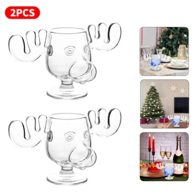 TWSOUL 2Pcs National Lampoon's Christmas Vacation Moose Mug 8 Ounce Glass Clear New UK