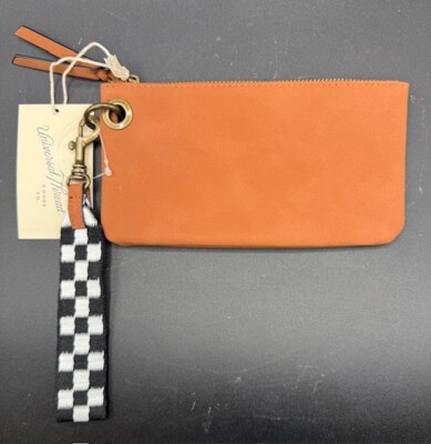 Universal Thread  Zip Closure Wristlet Brown Clutch Purse Secure Multi Pockets